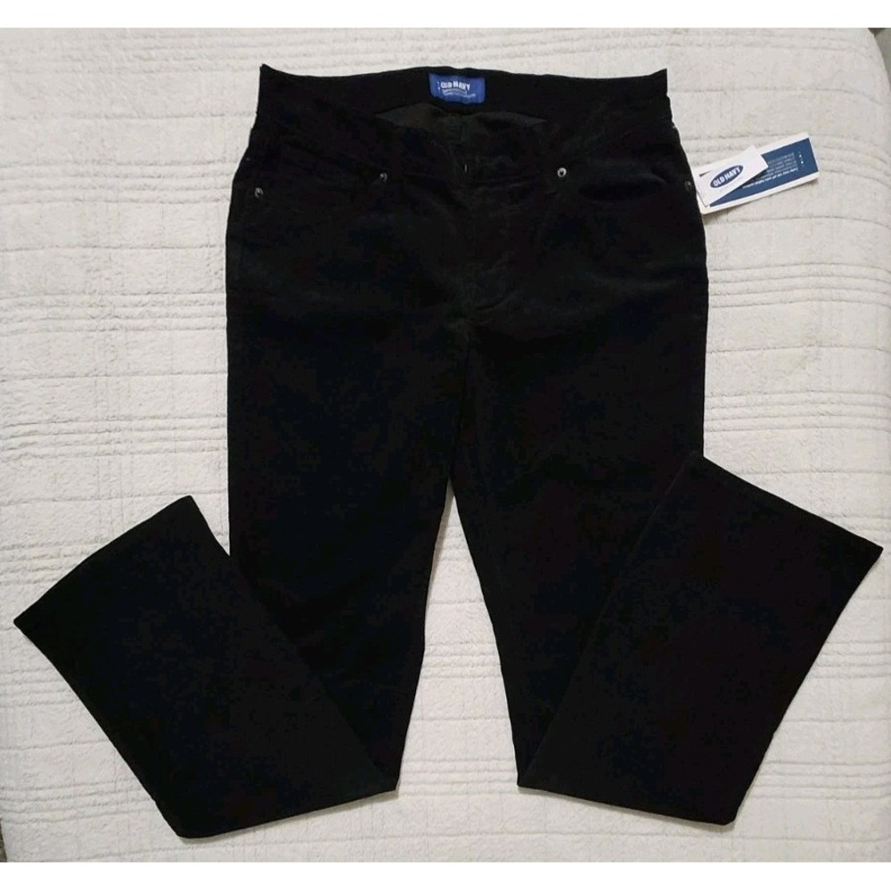 New Old Navy Womens Black Mid-Rise Boot-Cut‎ Corduroy Jeans Size 8 Standard NWT